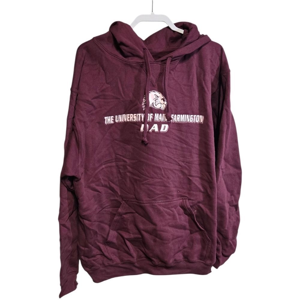 University of Maine Farmington Dad Hoodie | UMF Maroon Pullover Sweatshirt Large